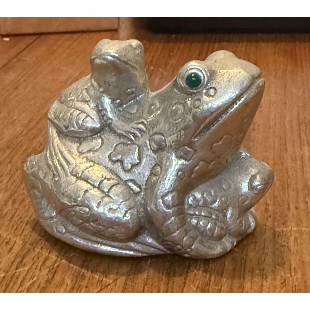 Arthur Court Family of Frogs Figurine Agate Eyes Vintage 1992 Aluminum
